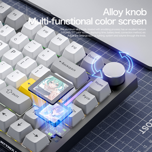 Clavier sans fil RGB 3-en-1 Attack <span class=keywords><strong>Shark</strong></span> X820Ultra avec écran, Bluetooth à commutation à chaud, clavier mécanique pour joueurs - Product Image 5