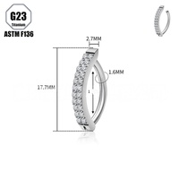 Vente en gros en stock – Piercing de nombril hypoallergénique en titane G23 à double rangée de zircone cubique pour femme