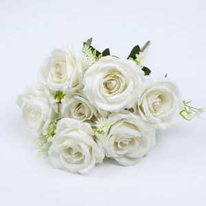 Rosa bianca Bouquet rosa Rose di velluto per matrimonio natale/laurea decorazione artificiale accessorio decorativo per matrimonio - Product Image 1
