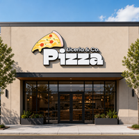 Enseigne de magasin haute visibilité pour l'extérieur, lettres 3D pour pizza, enseigne de restaurant, enseigne de pizzeria, logo de pizza personnalisé, enseigne LED pour entreprise