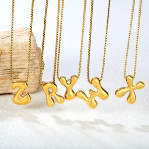 Collier avec pendentif alphabet plaqué or 18 carats en alliage de zinc, breloque lettre, cadeau, bijoux tendance - Product Image 4