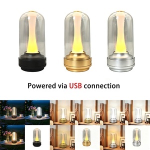 USB Rechargeable Candle Table Lamp Stepless Dimmable 3 Color <b>Touch</b> Control Bedside Desk <b>Light</b> Romantic Room Decor - Product Image 1