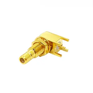 Conectores SMB Plugue macho SMB 90 graus Bulkhead solda PCB Mount RF conector coaxial