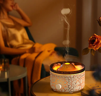 Diffuseur d'arômes volcanique unique, humidificateur ultrasonique à effet de lave craquelée, diffuseur d'huiles essentielles à LED flamme et anneau de fumée méduse volcanique