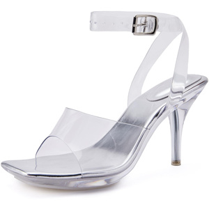 Sandali Eleganti da Donna con Plateau, Punta Quadrata, <span class=keywords><strong>Tacco</strong></span> a Spillo, Cinturino alla Caviglia, Trasparenti e Traspiranti - Product Image 1