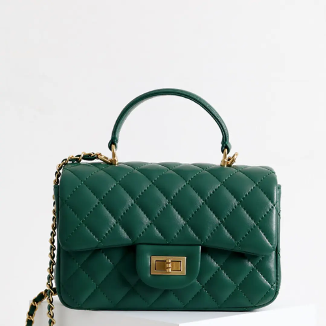 Wholesale and custom 2023 luxury genuine leather handbag for women sheepskin chain shoulder crossbody ladies purses
