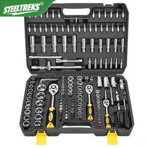 Peralatan Perkakas Steeltreks 172 Pcs Set Perbaikan Mobil Profesional Berkualitas Tinggi 1/2" 3/8" 1/4" Dengan Kunci Ratchet 24T dan Soket - Product Image 1