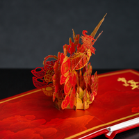 Álbum de Fotos de Tapa Dura de PU con Dragón y Fénix Chinos, Arte en Papel 3D Pop-Up, 10 Pulgadas, Rojo Dorado, Libro de Recuerdos de Boda, Decoración con Colgante de la Suerte
