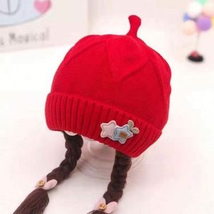 Girl Lovely Princess Christmas Autumn Winter Warm Baby <b>Ear</b> <b>Protector</b> Acrylic Super Cute Wig Knitted Hat Common - Product Image 2