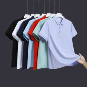 Chemises polo pour hommes personnalisées en coton et polyester, couleur unie, manches courtes, sport de plein air, t-shirt à séchage rapide, t-shirts décontractés pour femmes d'été - Product Image 1