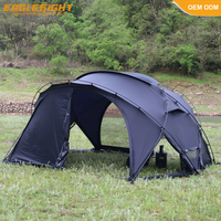 Tente de camping OEM grande taille PU3000mm 9.43 ㎡   Abri familial de base avec porte en filet, fenêtre en TPU et poêle intégré, tente dôme