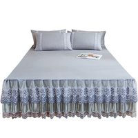 Gonna da letto classica in volant di polvere in microfibra morbida grigio chiaro in stile europeo