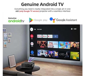 Otomatik odaklama Keystone <span class=keywords><strong>A80</strong></span> google-tv sistemi desteği 4K 1200ANSI lümen akıllı WiFi 6 BT açık ev film ses kontrolü projektör - Product Image 6