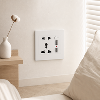 Prise murale USB à cinq trous avec deux ports USB, panneau de commutation, matériau en bronze phosphoreux, multifonctionnelle, compatible SDK, pour usage domestique