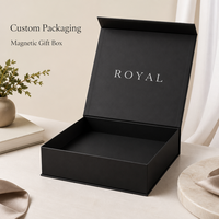Boîte cadeau magnétique noire personnalisée avec logo, emballage rigide en carton avec marquage métallique pour bijoux, vêtements et cadeaux haut de gamme