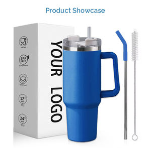 Gobelet isotherme en acier inoxydable à double paroi de 40 oz avec poignée et paille, en stock - Product Image 5