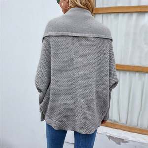 Women's Knitwear Autumn Winter New Soild Color Scarf Collar Batwing Sleeve Loose Knitted <b>Coat</b> commuter <b>Cardigan</b> Sweater J0204 - Product Image 2