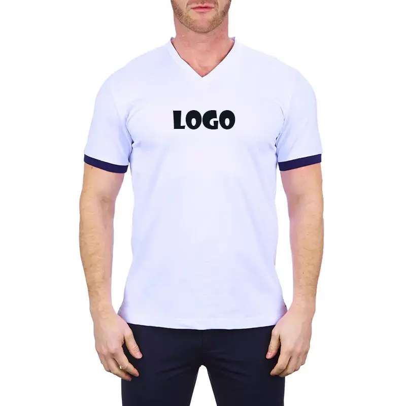 Benutzer definierte Männer Blank Plain Ringer T-Shirts 100% gekämmte Ring gesponnene Baumwolle O-Neck T-Shirt