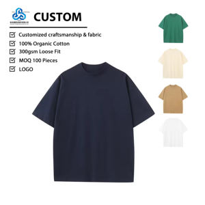 Camiseta Personalizada con Estampado Puff, Logotipo, Color Sólido, Holgada, Básica, de Manga Corta, de Algodón Jersey, Anti-Pilling, Transpirable, para <span class=keywords><strong>Hombre</strong></span> - Product Image 1