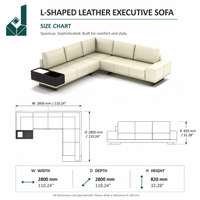 Ensemble de canapés de bureau exécutif en cuir en forme de L, style italien moderne et minimaliste, couleur crème, modulaire, durable, écologique, haute densité