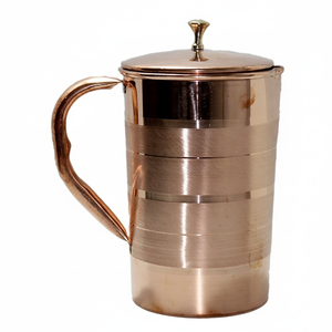 Vente en gros d'usine Pichet de luxe en cuivre pur Capacité de 1600 ml avec bouton en laiton Pichet à eau en cuivre Pichets à boisson - Product Image 1