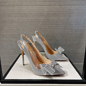 Wholesale Fashion Red Bottom Women's Pumps Stripe <b>Bow</b> Slingback High Heels <b>Sandals</b> 12cm 10cm 8cm Stiletto Heel Summer Trends - Product Image 2