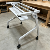 Table de formation mobile à bascule, bureau en MDF avec cadre métallique, bureau d'étude sur roulettes pour l'école