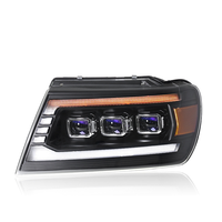 1999-2004 pour JEEP Grand Cherokee Ensemble de phares modifié avec des feux de jour à LED Clignotants à flux continu Trois lentilles