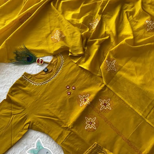 NUEVO SALWAR KAMEEZ KURTI PANT DUPATTA DE DISEÑO, ESTILO A-LINE, CON TRABAJO MANUAL REAL EN ALGODÓN MUL PURO CON ESTAMPADO A MANO PARA FIESTAS - Product Image 1