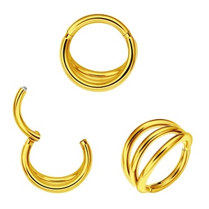 Piercing Stories ASTM F136 Titanio PVD Oro Tres capas Pendiente Joyería Segmento con bisagras Anillo Piercing - Product Image 1