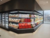 Réfrigérateur ouvert multi-étages OEM personnalisé pour projets EPC, vitrine réfrigérée pour supermarché avec système de surveillance à distance IoT R290