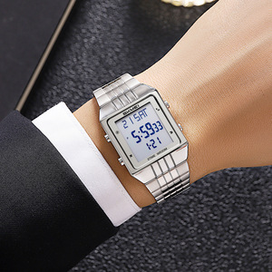 Skmei Digital Watch Men Gold Stainless Steel 30M Water Resistant Square Electronic Watch With Dual Time Display - Product Image 3