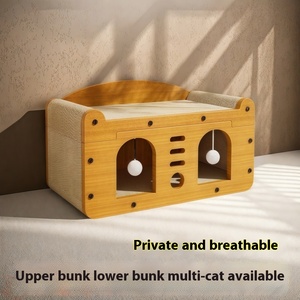 Meilleures ventes : Villa griffoir pour chat de style TV, spacieuse, à double niveau, avec tapis à gratter et jouet pour petit chaton - Product Image 3