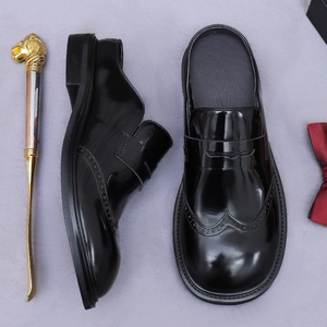 Sandalias de Diseñador con Punta Redonda y Tira al Tobillo, Modernas y Versátiles, Zapatos Casuales de Una Pieza de Cuero Genuino Retro para Hombre - Product Image 6