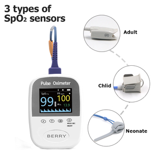 <span class=keywords><strong>Oxymètre</strong></span> <span class=keywords><strong>de</strong></span> <span class=keywords><strong>pouls</strong></span> portable Berry pour adultes, enfants et nourrissons avec 3 sondes, conçu pour une utilisation à domicile et à l'hôpital, mesure <span class=keywords><strong>de</strong></span> l'SpO2 et du rythme cardiaque - Product Image 2
