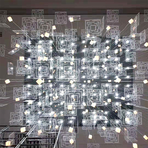 Personalizado Grande Vidro LED Teto Lustre Luz Novo Branco Lâmpada Decorativa para Show Rooms Halls Banquetes Outros Espaços