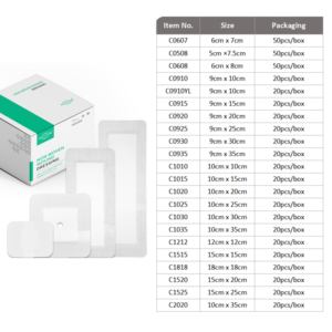 Plester Medis Penyerap Perekat Sendiri untuk Perawatan Pasca Operasi, Plester Bentuk Pulau untuk Insisi Abdomen, Perban Kasa Berpinggir - Product Image 2