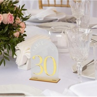Numéros de Table en or en arc givré pour numéros de Table de réception de mariage 1-30 5x7 "numéros de Signes de Table en acrylique en arc givré pour la fête