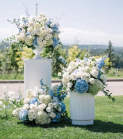 Arrangement floral luxueux pour autel de mariage, boule de fleurs artificielles en soie bleue et blanche, hydrangea, pour la décoration de lieux d'événements