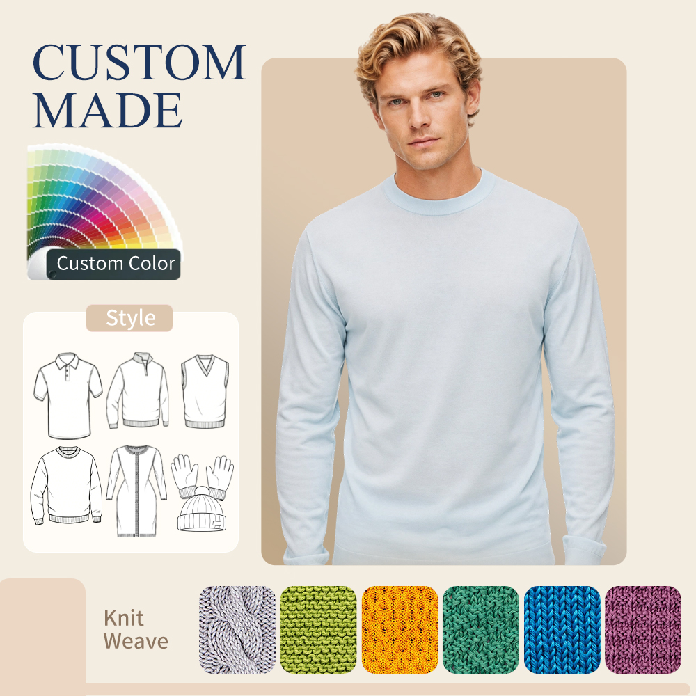 Flash Sale Extra Fine Merino Wool Crew Neck Long Sleeve Knit Sweater For Men Business Casual Daily Wear