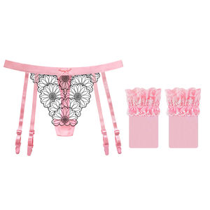 Ensemble de chaussettes à bretelles G-STRING ultra-fines en jacquard non tissé pour femmes, sous-vêtements sexy taille basse en coton et élasthanne, écologiques - Product Image 5