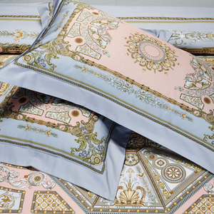 Luxury European Style Printing Cotton Quilt Cover Bed Sheet Queen Size Light <strong>Yellow</strong> <strong>Bedding</strong> <strong>Sets</strong> - Product Image 3
