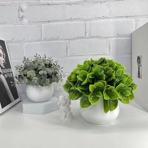 Plantes artificielles en pot de la collection Fuyu, plantes vertes décoratives en plastique pour le salon, le bureau, l'entrée, ornements - Product Image 2