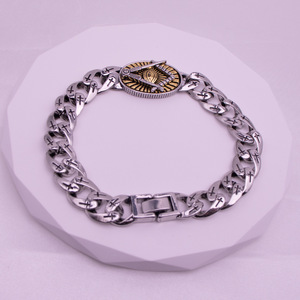 Horus Eye Men's <b>Bracelet</b> Zinc Alloy Two-tone Antique White K Cross Pattern Gift Jewelry - Product Image 3