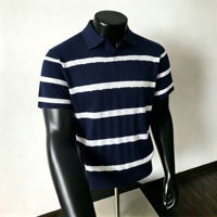 Polo en tricot rayé style Old Money pour homme, viscose premium respirante, été, décontracté chic, vintage, fournisseur d'usine en gros