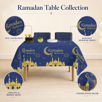 Nappe de table moderne islamique Ramadan bleu or 2027 Mubarak pour la décoration de la table du dîner de l'Aïd