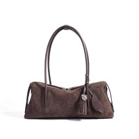 Tas Selempang Wanita Kulit Suede Minimalis 2026, Tas Tangan Santai dengan Rumbai