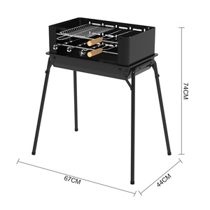 Griglia a Carbone per <span class=keywords><strong>Barbecue</strong></span> Brasiliano da <span class=keywords><strong>Esterno</strong></span>, Moderna e Premium, in Metallo Verniciato a Polvere, con Altezza Regolabile, Cestello, Spiedini e Forchette - Product Image 2