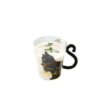 귀여운 고양이 우유 커피 머그 물 유리 머그 컵 찻잔 우유 8.5 oz에 대한 만화 창조적 인 키티 홈 오피스 컵 - Product Image 3