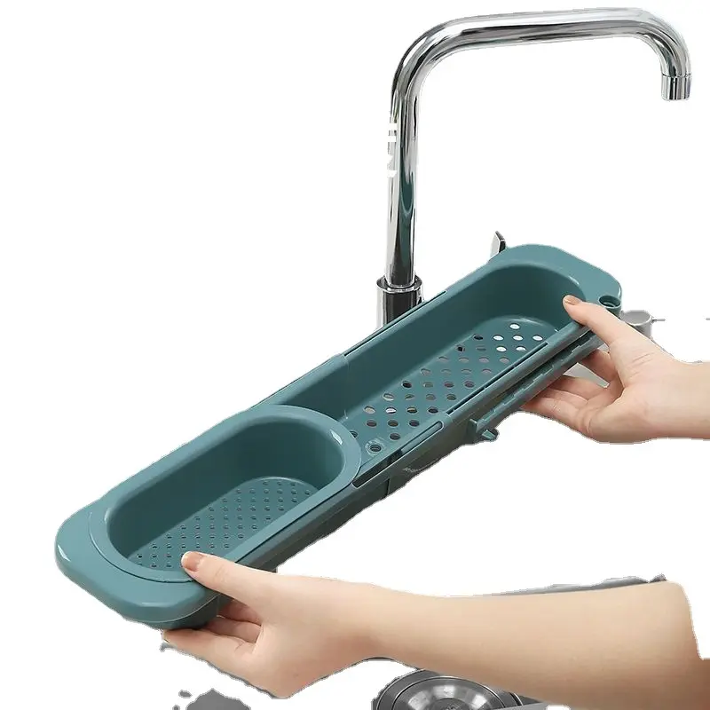 비누 수건 걸이 공급 주방 액세서리 선반 보관 랙에 대한 길이 조절 가능한 주방 싱크대 배수 바구니 식기 배수구